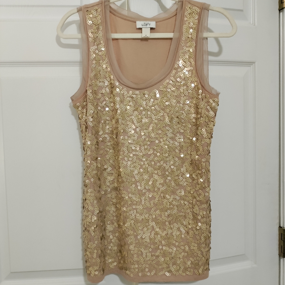 Loft Gold Sequin Tank Top